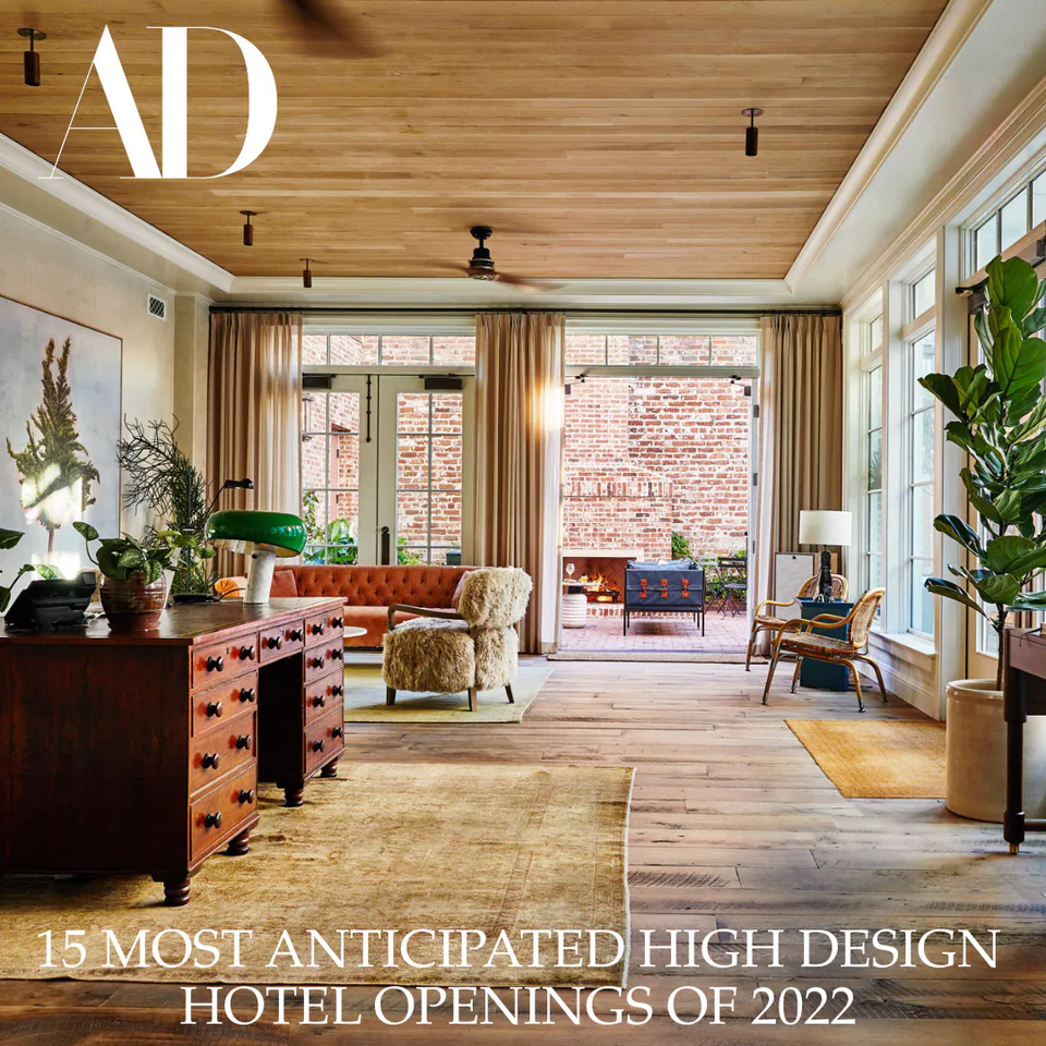 Architectural Digest feature on Alexandra Peck Design: 15 Most Anticipated High Design Hotel Openings of 2022