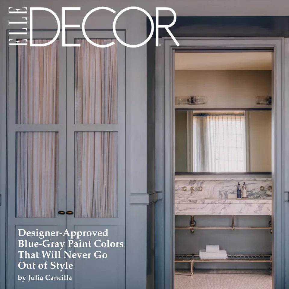 Elle Decor feature on Alexandra Peck Design: Designer-Approved Blue-Gray Paint Colors That Will Never Go Out of Style