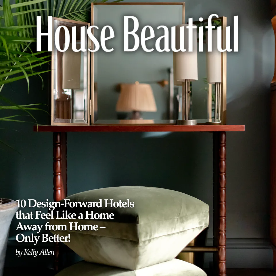 House Beautiful feature on Alexandra Peck Design: 10 Design-Forward Hotels That Feel Like a Home Away from Home—Only Better!